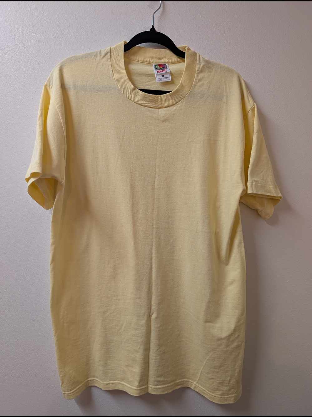 Fruit of the Loom Men's Yellow Single Stitch "Heavy Cotton" T-shirt Large